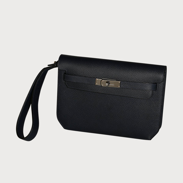 Hermès Kelly Depeche 25 Bleu Nuit With Palladium Hardware In Cuir Galop Leather, H083318ck