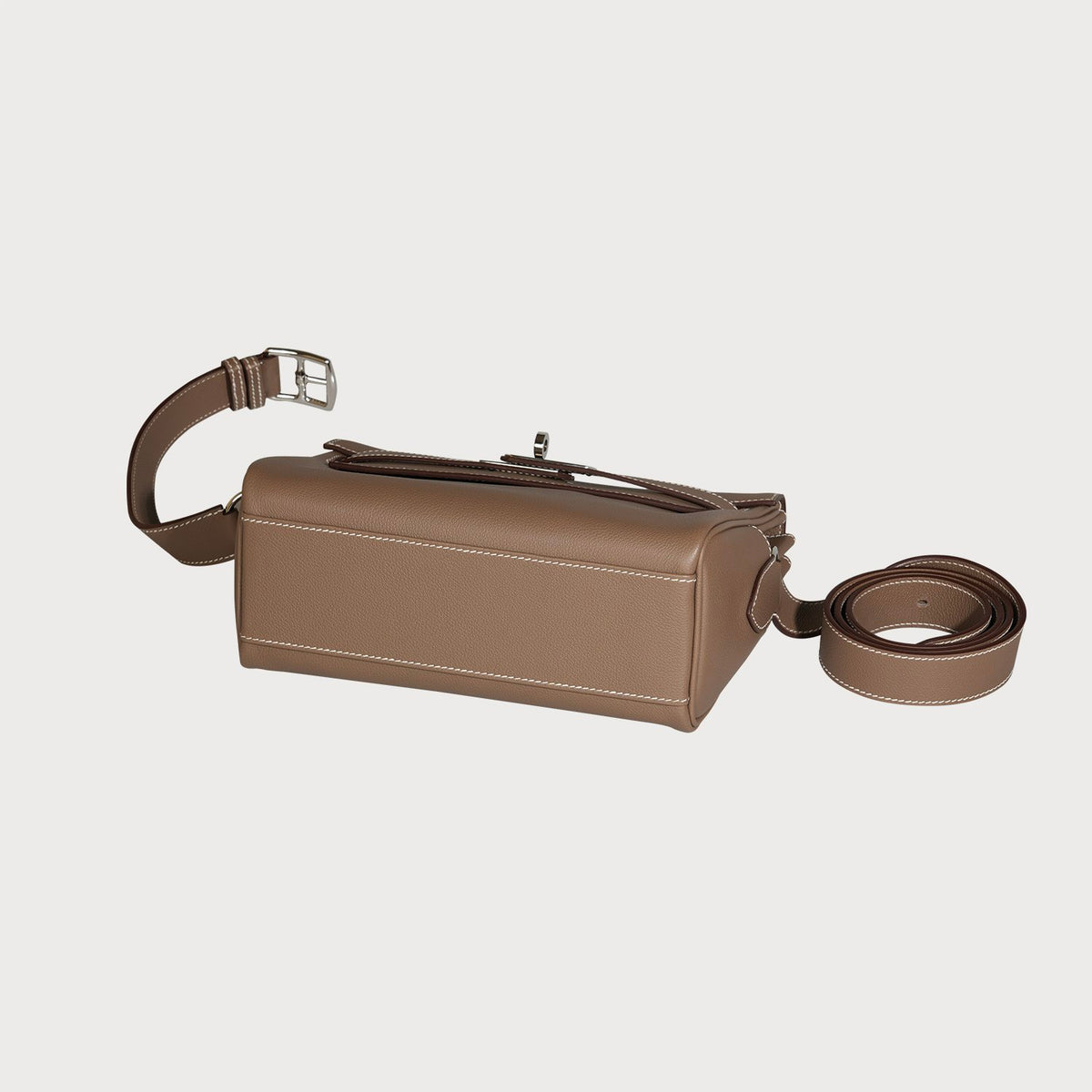 Hermès Hermes Kelly Messenger Pm Etoupe With Palladium Hardware In Evercolor Leather - view 12