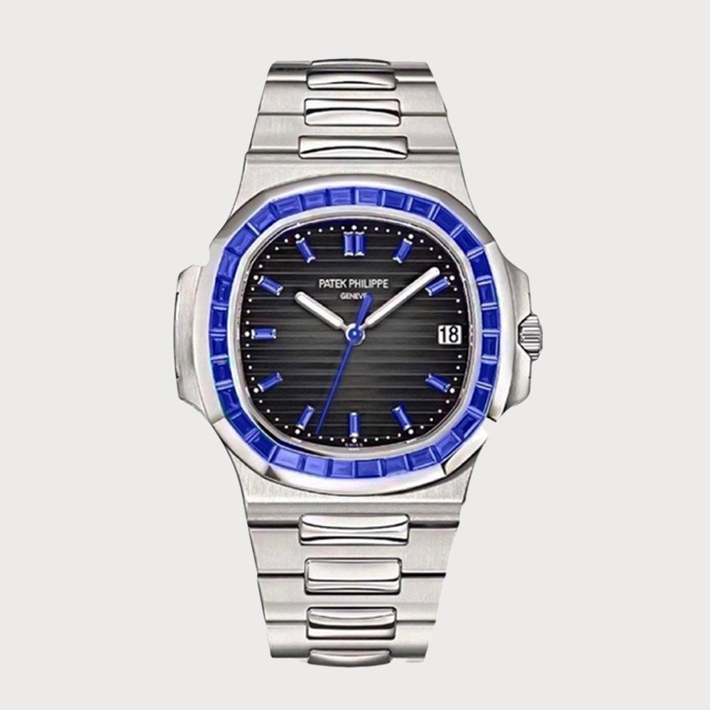 Patek Philippe Nautilus Blue Sapphire Set In Platinum