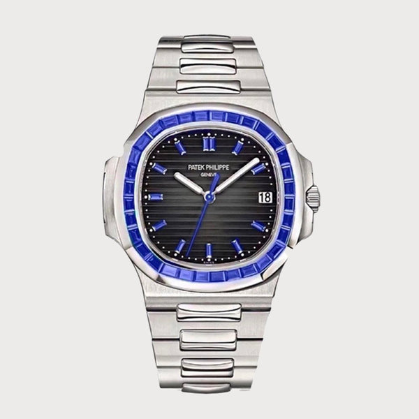 Patek Philippe Nautilus Blue Sapphire Set In Platinum
