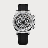 Daytona Eye Of The Tiger In White Gold With Baguette-Cut Diamond Bezel On Oysterflex
