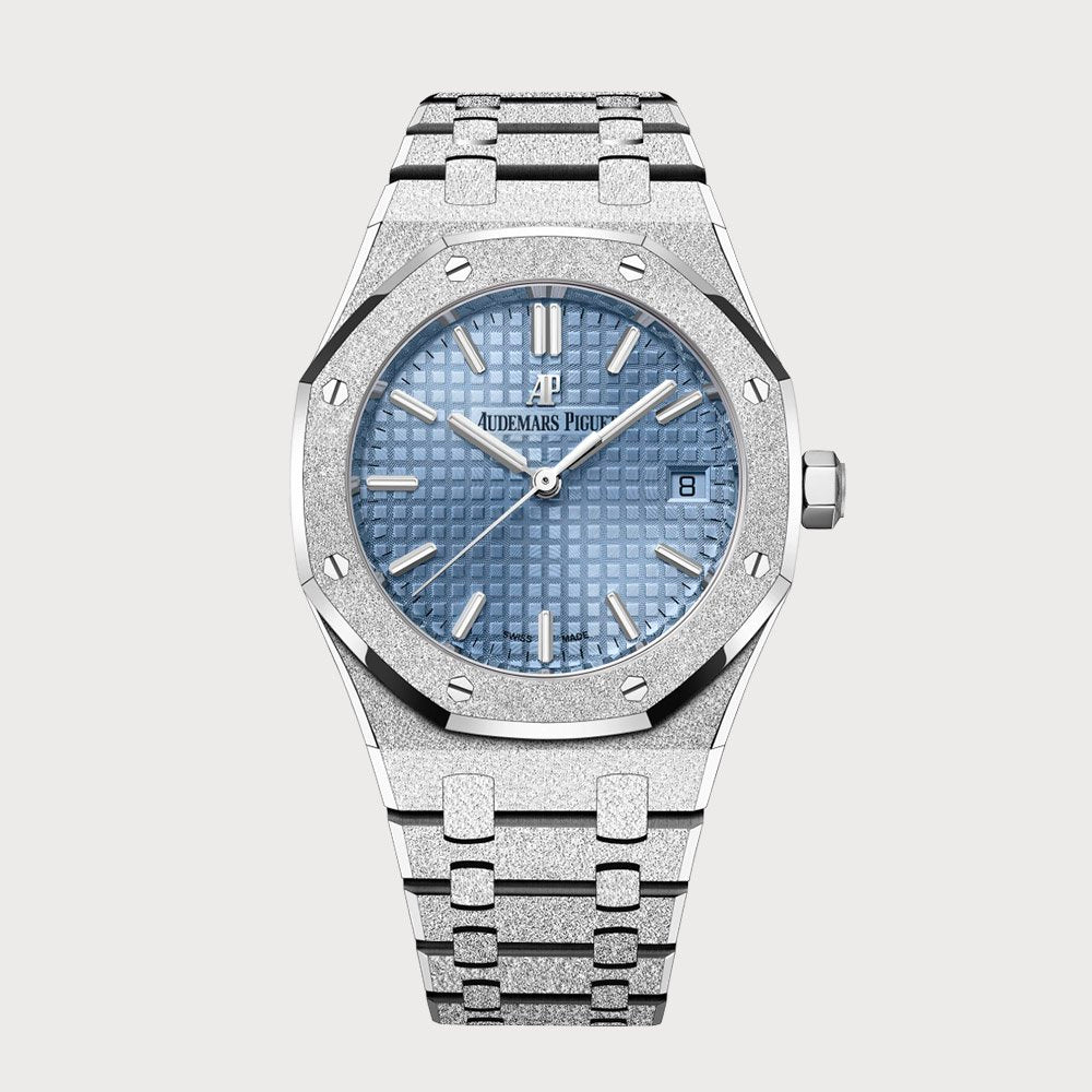 Audemars Piguet Royal Oak 34 In Frosted White Gold With An Ice Blue Dial