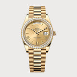 Day-Date 40 With Champagne Roman Dial & Diamond Set Bezel In Yellow Gold