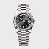 Day-Date 40 With Black Baguette-Cut Diamond Dial In White Gold