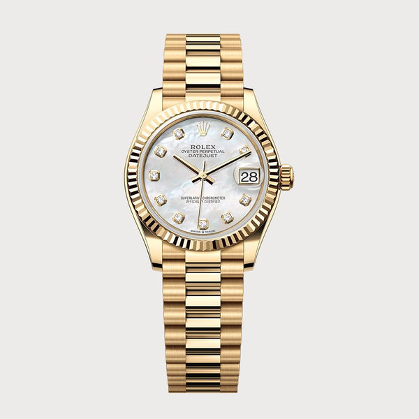 Rolex Datejust 31 Mother-Of-Pearl Diamond Dial In Yellow Gold