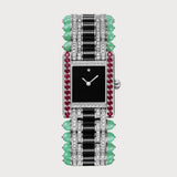 Tank Jewellery Large In White Gold With Rubies, Onyx & Diamonds