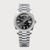 Day-Date 40 With Sundust Black Baguette Dial & Baguette Diamond Bezel In Platinum