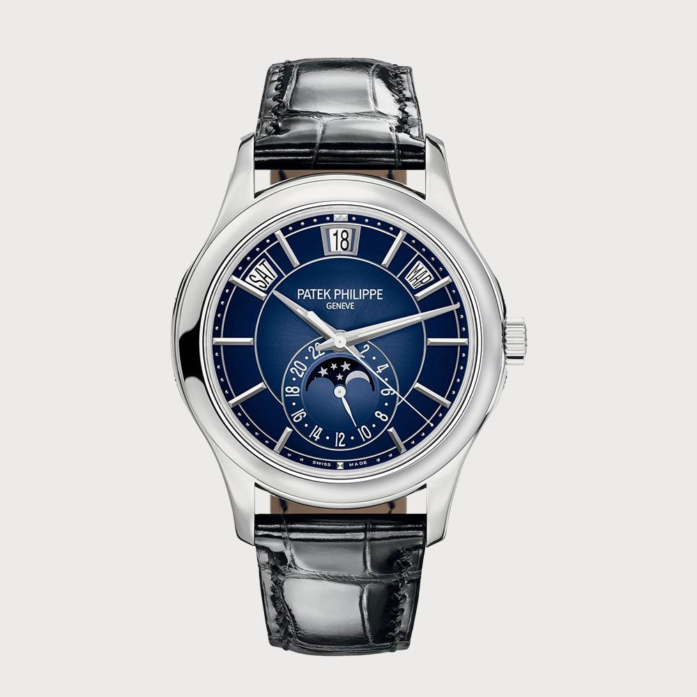 Patek Philippe Annual Calendar Moon Phases With Blue Dial In White Gold
