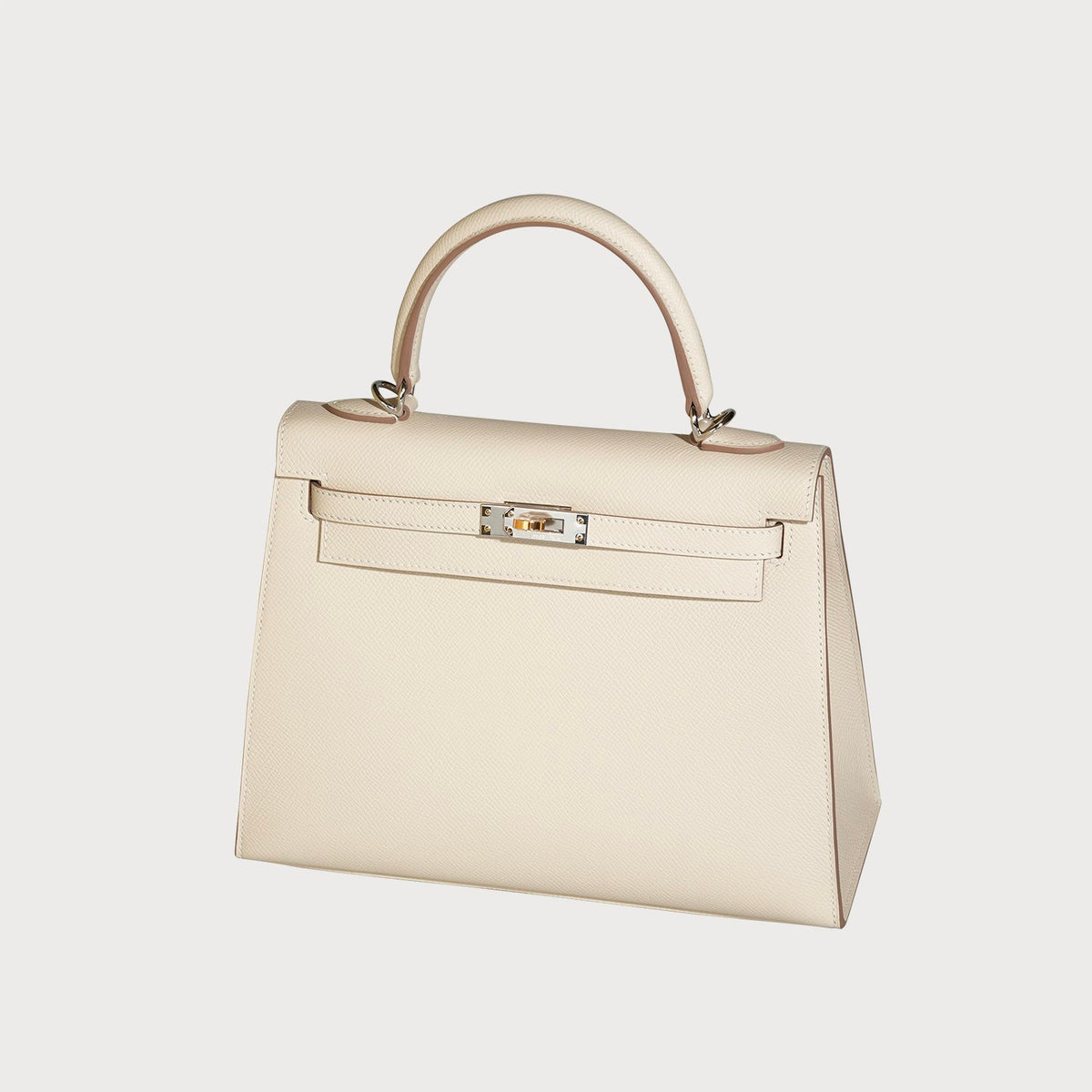 Hermès Kelly 25 Craie With Electrum Hardware In Epsom Leather.