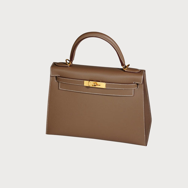 Hermès Kelly 28 Etoupe With Gold Hardware In Epsom Leather.