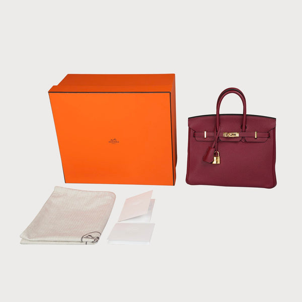 Birkin 25 Rouge Grenat With Gold Hardware In Togo Leather