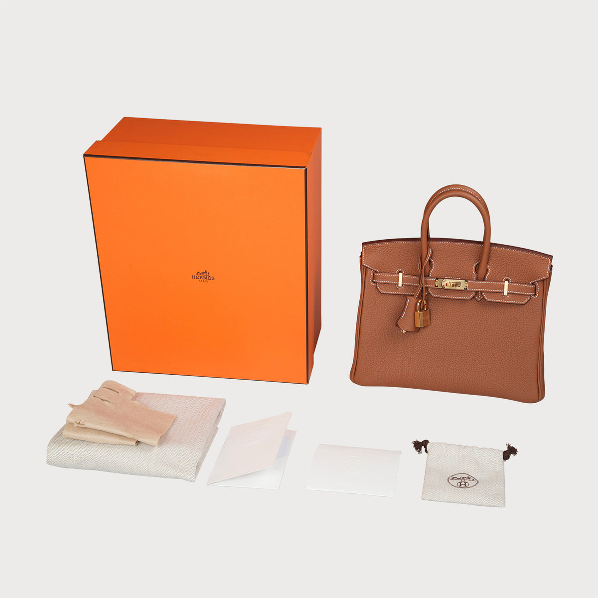 Hermès Birkin 25 Gold With Gold Hardware In Togo Leather - view 8