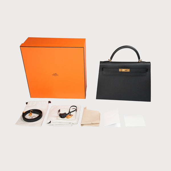Kelly 32 Black Epsom Leather With Gold Hardware