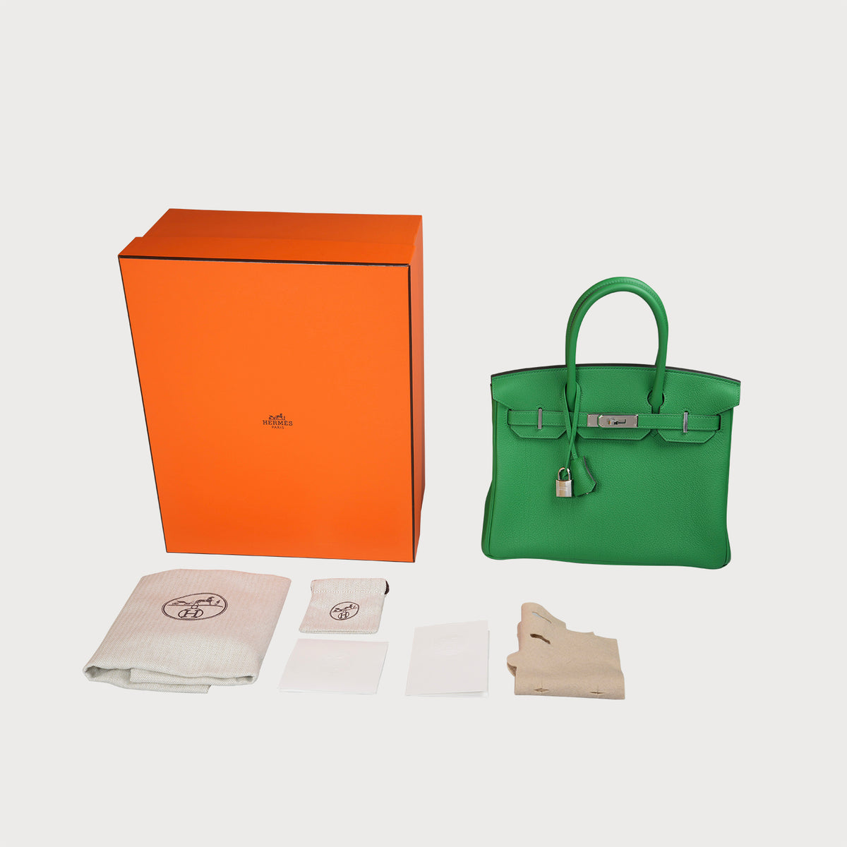 Hermès Birkin 30 Bambou Green Togo Leather With Palladium Hardware - view 9