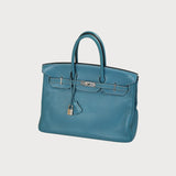 Birkin 35 Blue With Palladium Hardware