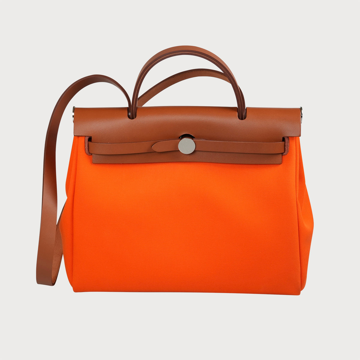 Hermès Herbag Zip 31 Toile Officier And Vache Hunter In Orange Minium And Fauve Phw - view 2