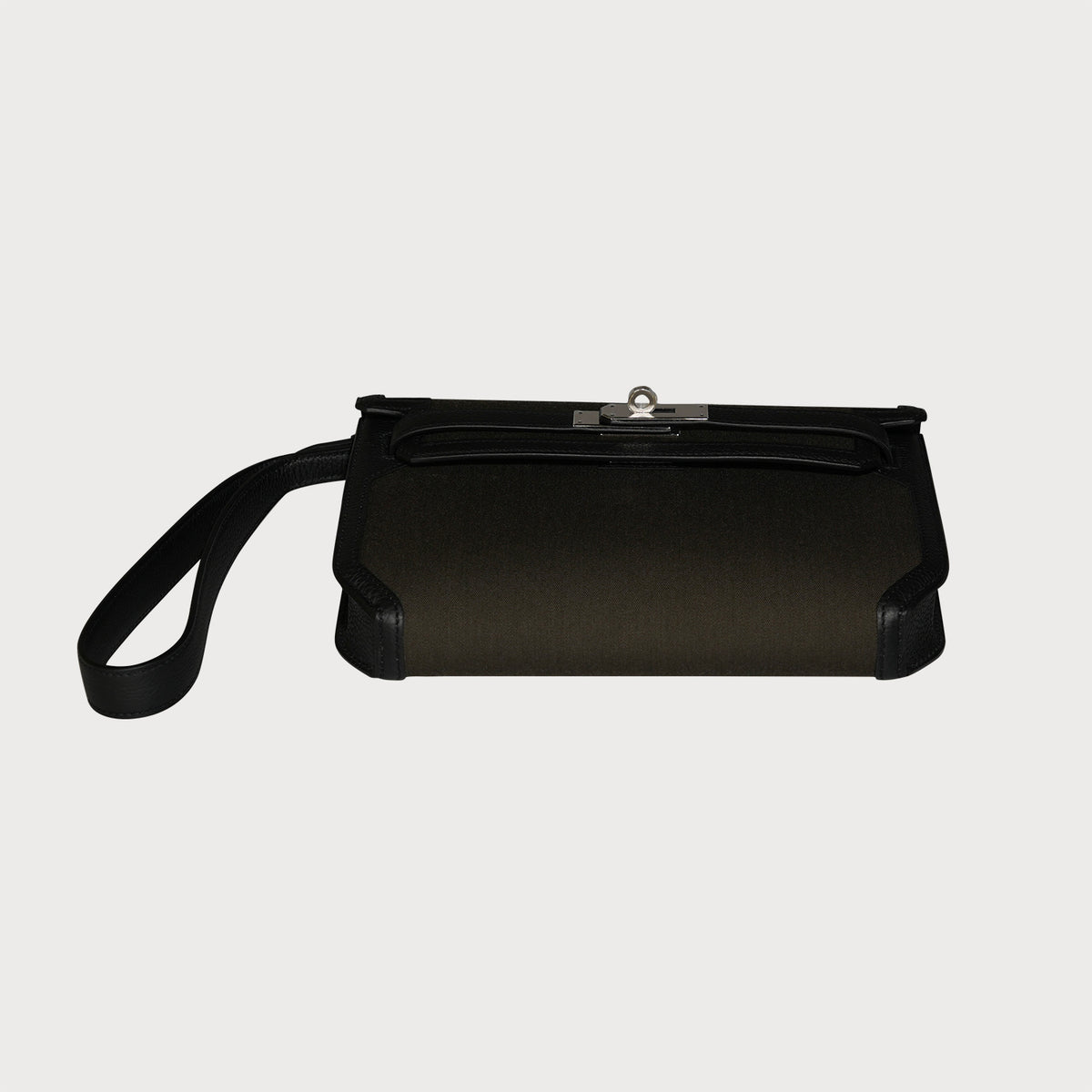 Hermès Hermes Kelly Depeche 25 Tourbe/ Noir With Palladium Hardware In Woolycot And Togo Calfskin - view 6
