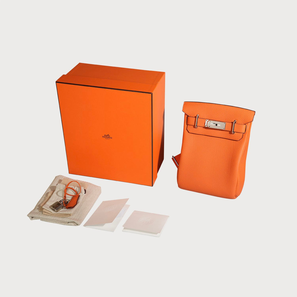 Hermès Hac A Dos Pm Orange With Palladium Hardware In Togo Leather - view 7