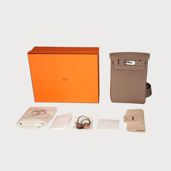 Hac A Dos Pm Etoupe With Palladium Hardware In Togo Leather