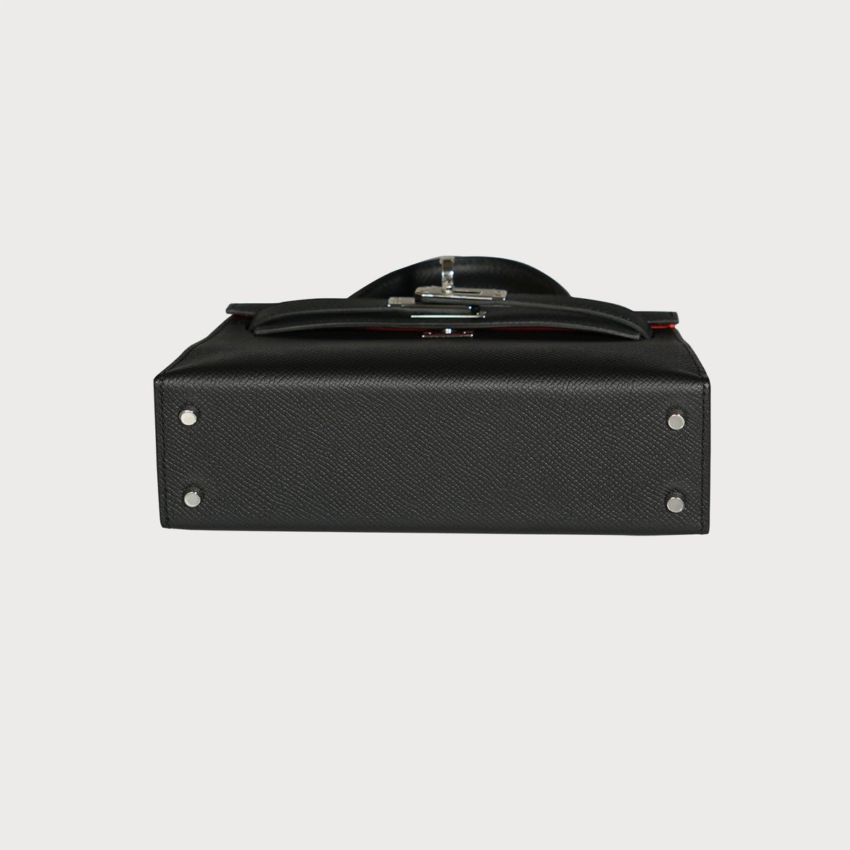 Hermès Mini Kelly 20 Black With Palladium Hardware And Orange Poppy Interior Lining - view 9