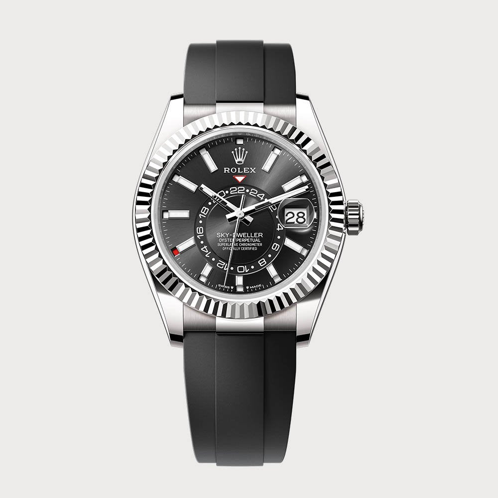 Rolex Sky-Dweller Black On Oysterflex In White Gold
