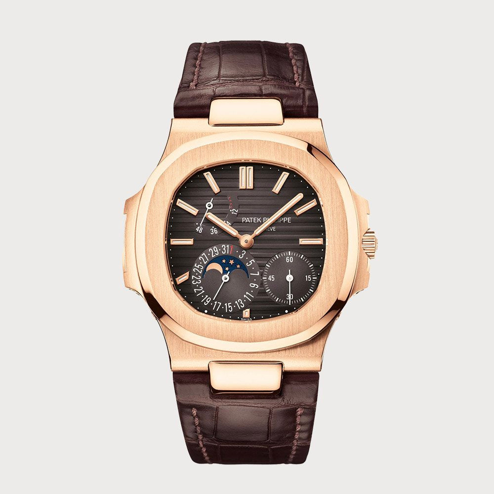 Patek Philippe Nautilus Moon Phases In Rose Gold On A Leather Strap