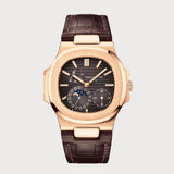 Nautilus Moon Phases In Rose Gold On A Leather Strap