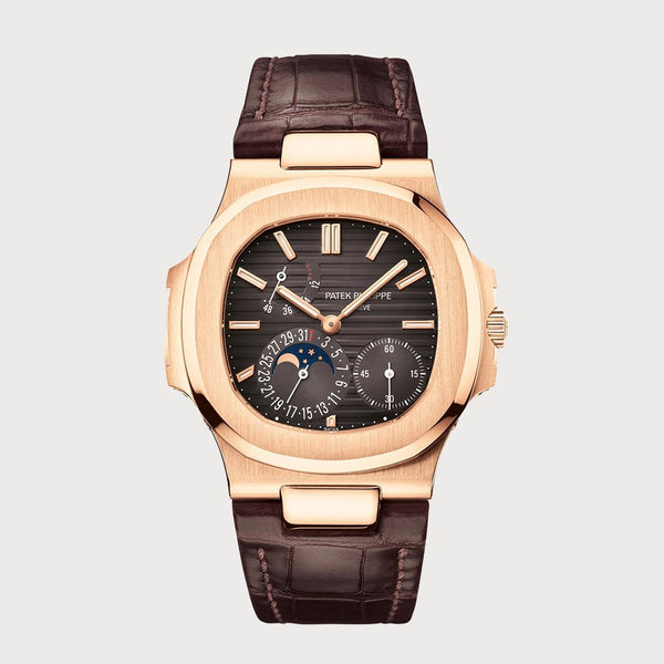 Patek Philippe Nautilus Moon Phases In Rose Gold On A Leather Strap