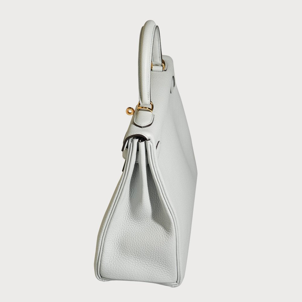 Hermès Hermes Kelly 32 Blue Pale With Gold Hardware In Taurillon Clemmence Leather - view 2