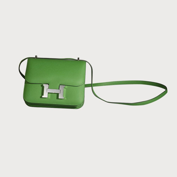 Hermès Constance 18 Mirror Vert Yucca With Palladium Hardware In Epsom Leather