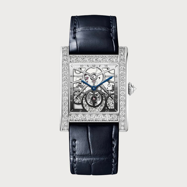 Cartier Tank Normale Large Skeleton Tourbillon Baguette Diamond Set In Platinum