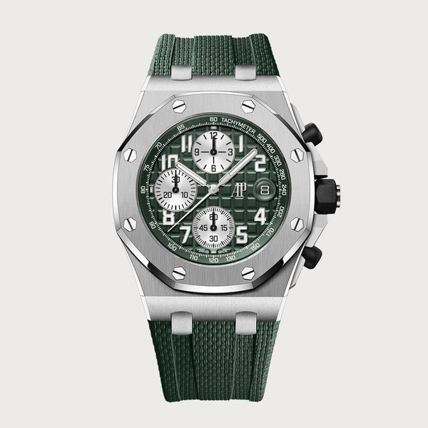 Audemars Piguet Royal Oak Offshore Chronograph Green In Titanium With Rubber Strap