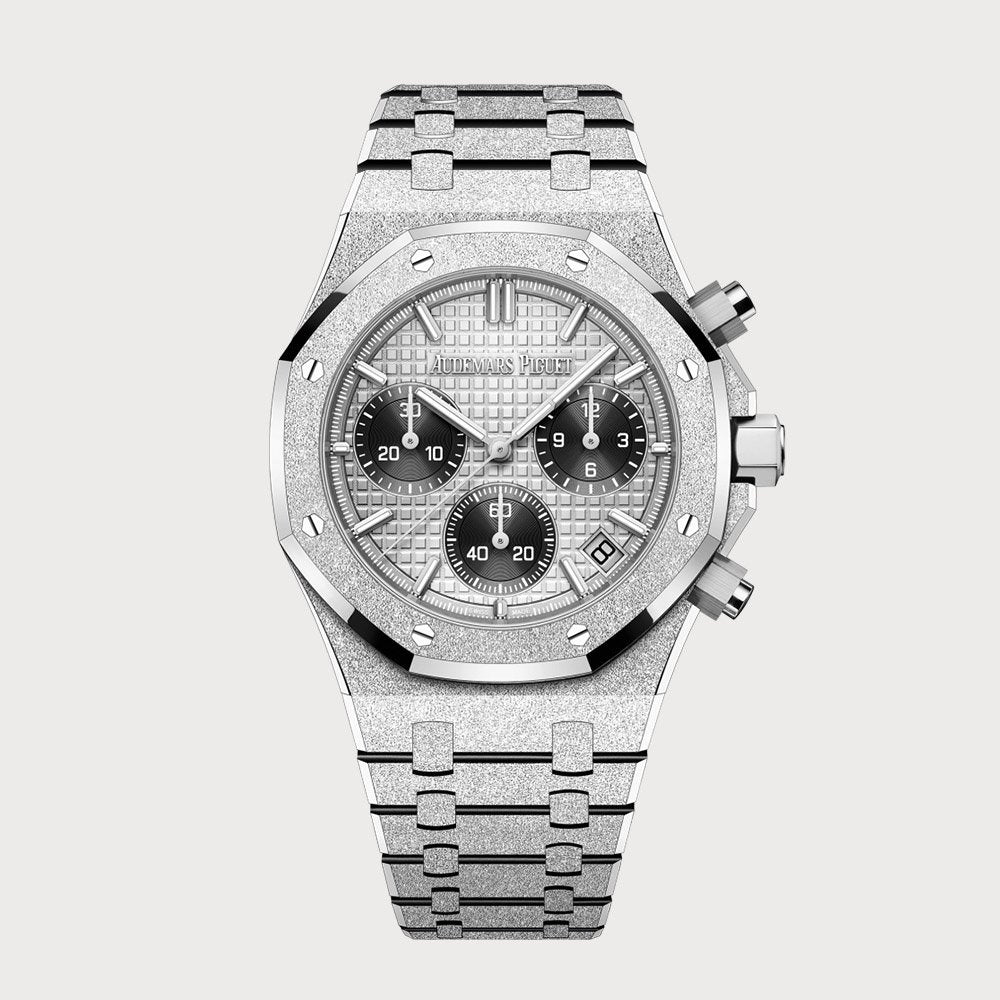 Audemars Piguet Royal Oak 41 Chronograph In Frosted White Gold With Silver Dial