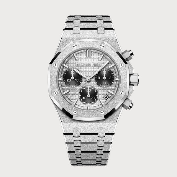 Audemars Piguet Royal Oak 41 Chronograph In Frosted White Gold With Silver Dial