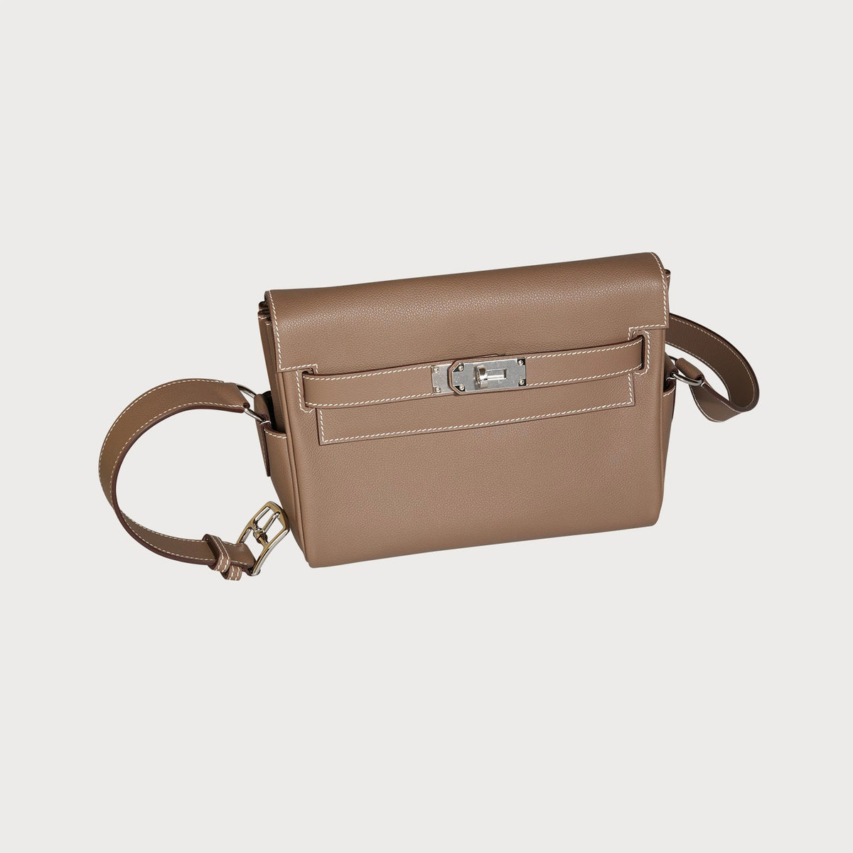Hermès Hermes Kelly Messenger Pm Etoupe With Palladium Hardware In Evercolor Leather - view 2