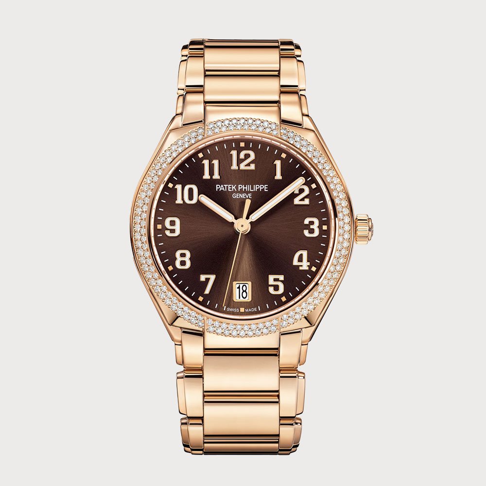 Patek Philippe Twenty~4 Diamond Set Bezel In Rose Gold With Chocolate Brown Dial