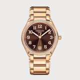 Twenty~4 Diamond Set Bezel In Rose Gold With Chocolate Brown Dial
