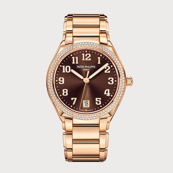 Patek Philippe Twenty~4 Diamond Set Bezel In Rose Gold With Chocolate Brown Dial