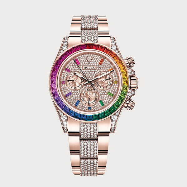 Rolex Daytona Rainbow Sapphires In Rose Gold With Diamond Set Case, Bracelet & Dial