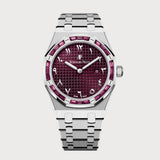Royal Oak 33 Quartz In White Gold With Burgundy Red Arabic Dial & Red Ruby Set Bezel
