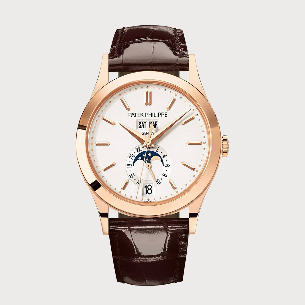 Patek Philippe Annual Calendar Moon Phases In Rose Gold With White Dial