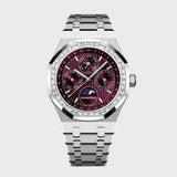 Royal Oak 41 Perpetual Calendar With Cherry Dial & Baguette Diamond Set Bezel