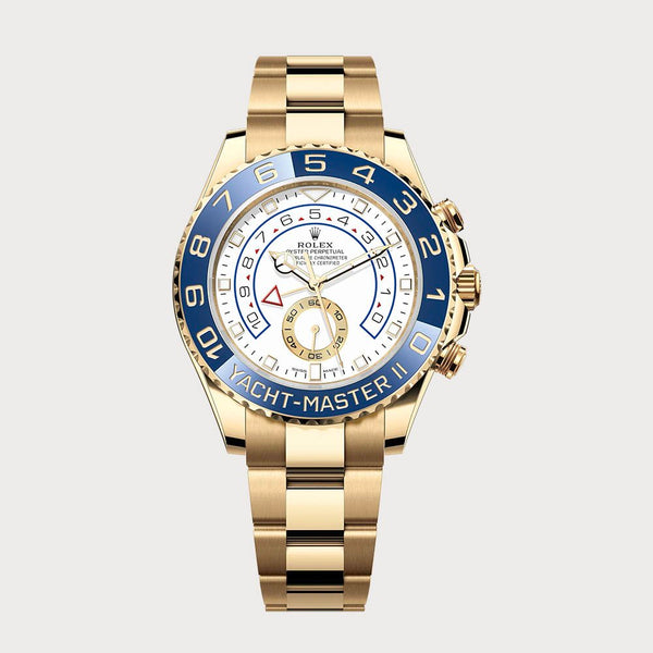 Rolex Yacht-Master II In Yellow Gold With Blue Bezel & White Dial