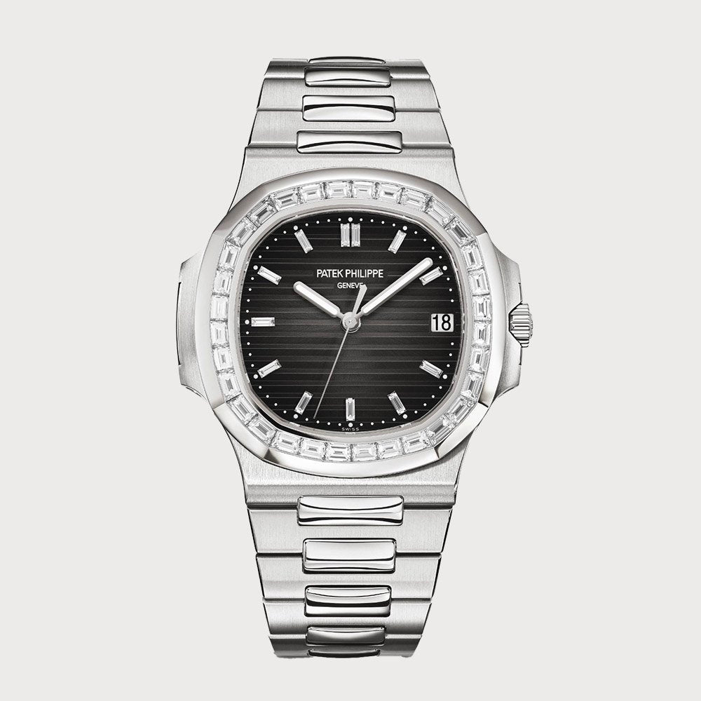 Patek Philippe Nautilus With Grey Baguette Dial & Baguette Set Bezel In Platinum