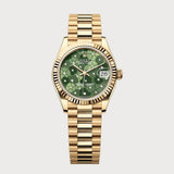 Datejust 31 Olive Green Floral Dial In Yellow Gold