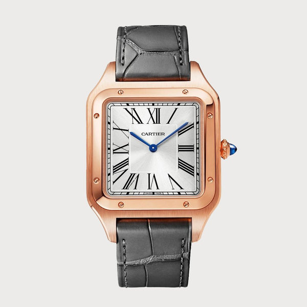 Cartier Santos Dumont Extra Large In Rose Gold On A Leather Strap