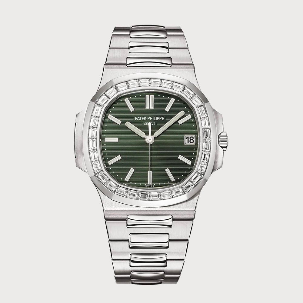 Patek Philippe Nautilus Green With Baguette Diamond Bezel