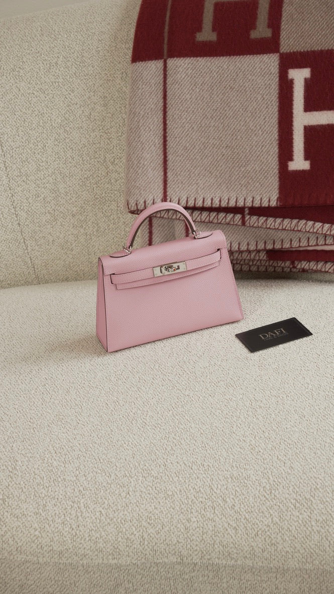 Hermes Mini Kelly 20 Mauve Sylvestre Phw Epsom