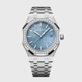 Royal Oak 34 In Steel With Ice Blue Dial & Diamond Set Bezel