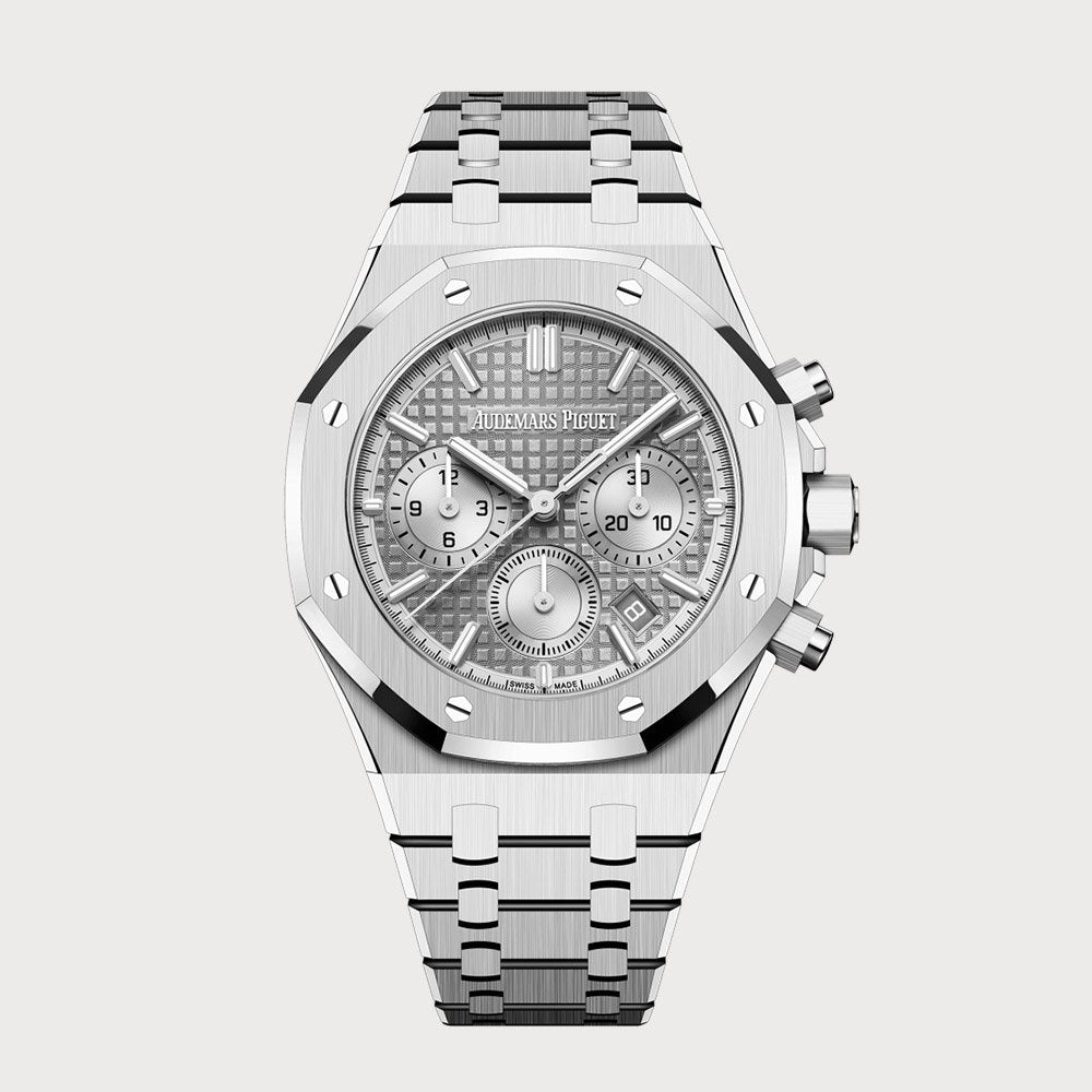 Audemars Piguet Royal Oak 38 Chronograph In Stainless Steel With Rhodium/ Grey Dial